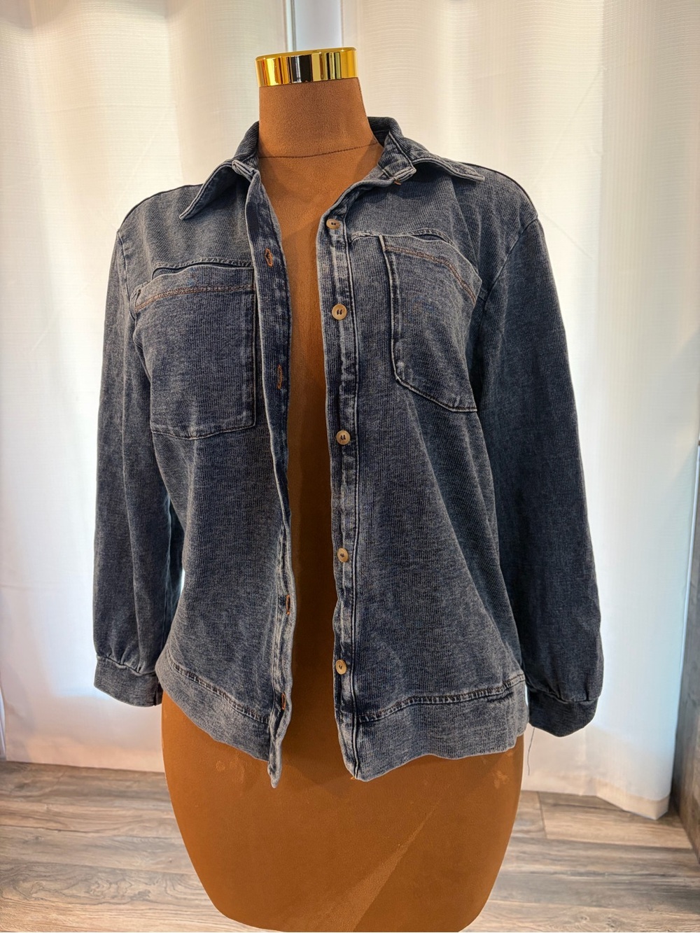 Notations Washed Black Denim Button-Front Jacket